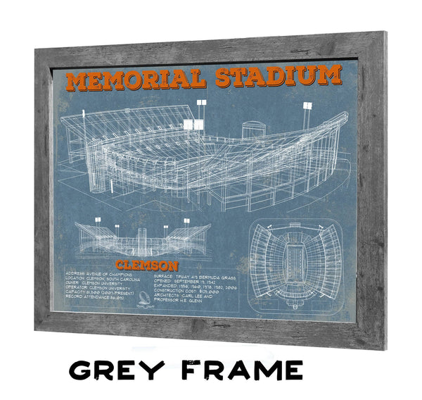 14" x 11" / Greyson Frame Cutler West Vintage Clemson Tigers - Memorial Stadium Football Print