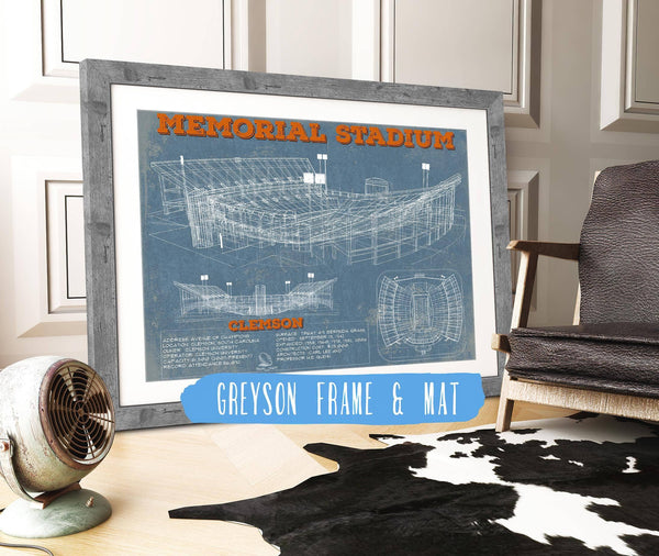 14" x 11" / Greyson Frame & Mat Cutler West Vintage Clemson Tigers - Memorial Stadium Football Print