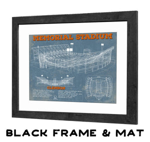 20" x 16" / Black Frame & Mat Cutler West Vintage Clemson Tigers - Memorial Stadium Football Print
