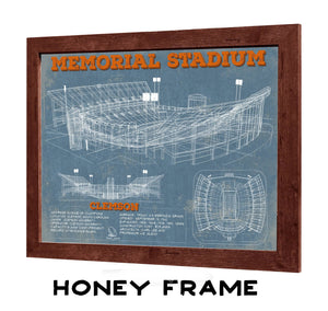 20" x 16" / Walnut Frame Cutler West Vintage Clemson Tigers - Memorial Stadium Football Print