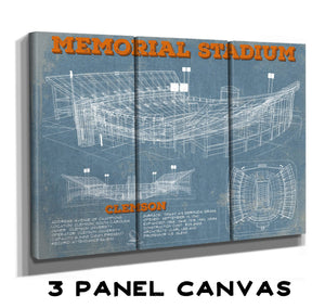 36" x 24" / 3 Panel Canvas Wrap Cutler West Vintage Clemson Tigers - Memorial Stadium Football Print