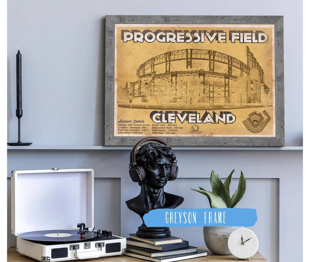 14" x 11" / Stretched Canvas Wrap Cutler West Vintage Cleveland Indians Progressive Field Baseball Print