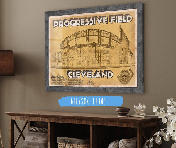 14" x 11" / Greyson Frame Cutler West Vintage Cleveland Indians Progressive Field Baseball Print