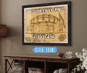 20" x 16" / Black Frame Cutler West Vintage Cleveland Indians Progressive Field Baseball Print