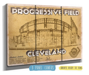 36" x 24" / 3 Panel Canvas Wrap Cutler West Vintage Cleveland Indians Progressive Field Baseball Print