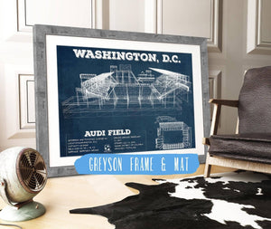 14" x 11" / Greyson Frame & Mat Cutler West Vintage D.C. United Audi Field MLS Soccer Print