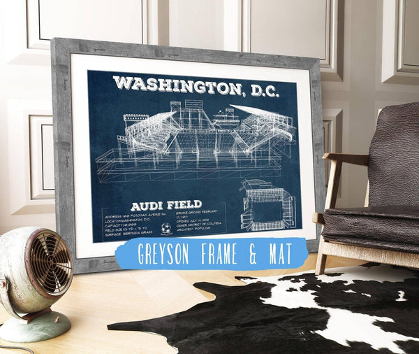14" x 11" / Greyson Frame & Mat Cutler West Vintage D.C. United Audi Field MLS Soccer Print