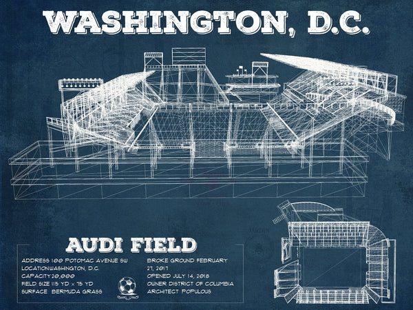 14" x 11" / Unframed Cutler West Vintage D.C. United Audi Field MLS Soccer Print