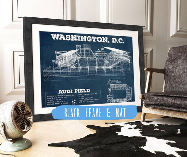 20" x 16" / Black Frame & Mat Cutler West Vintage D.C. United Audi Field MLS Soccer Print