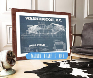20" x 16" / Walnut Frame & Mat Cutler West Vintage D.C. United Audi Field MLS Soccer Print