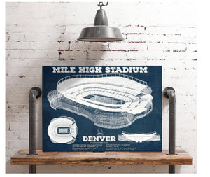 Cutler West Vintage Denver Broncos Mile High Stadium Football Print