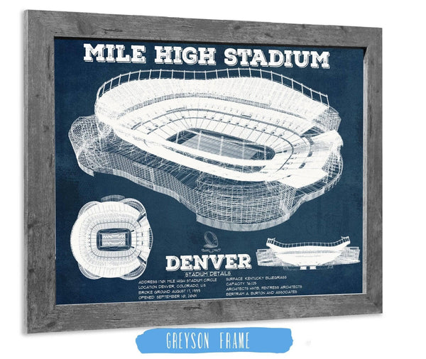 14" x 11" / Greyson Frame Cutler West Vintage Denver Broncos Mile High Stadium Football Print