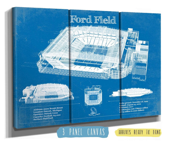 14" x 11" / Greyson Frame & Mat Cutler West Vintage Detroit Lions Ford Field Vintage Wall Art