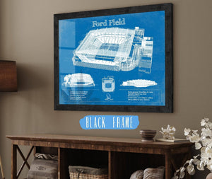20" x 16" / Black Frame Cutler West Vintage Detroit Lions Ford Field Vintage Wall Art