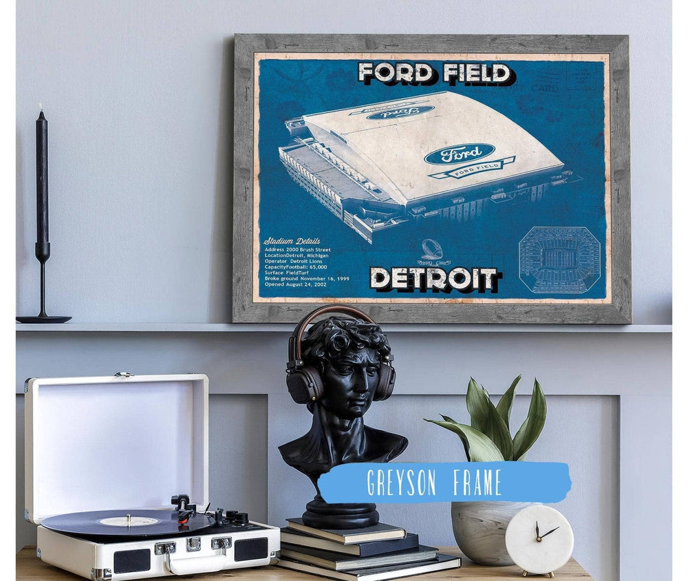 14" x 11" / Stretched Canvas Wrap Cutler West Vintage Detroit Lions Ford Field Wall Art