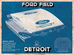 14" x 11" / Unframed Cutler West Vintage Detroit Lions Ford Field Wall Art