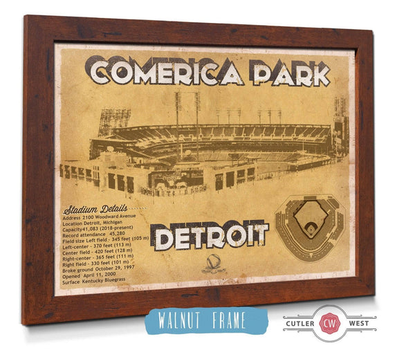 Cutler West Vintage Detroit Tigers Comerica Park Baseball Print