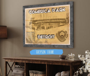 14" x 11" / Greyson Frame Cutler West Vintage Detroit Tigers Comerica Park Baseball Print