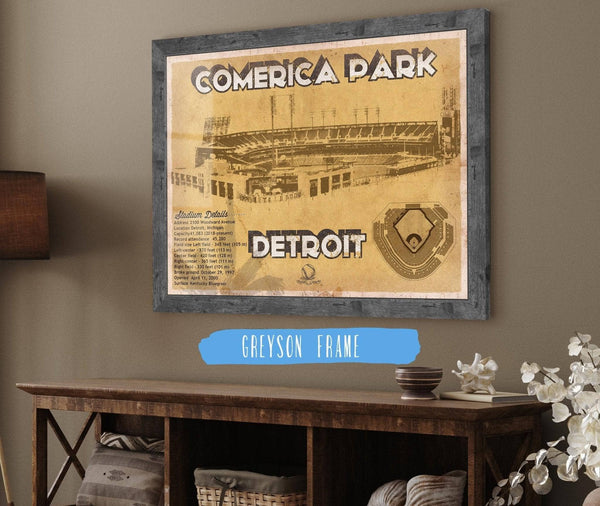 14" x 11" / Greyson Frame Cutler West Vintage Detroit Tigers Comerica Park Baseball Print