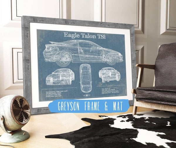 14" x 11" / Greyson Frame & Mat Cutler West Vintage Eagle Talon TSi Blueprint Vintage Auto Print