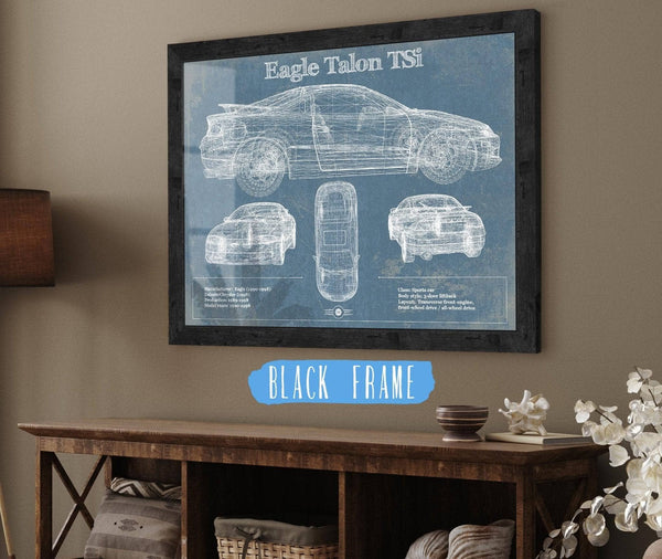 20" x 16" / Black Frame Cutler West Vintage Eagle Talon TSi Blueprint Vintage Auto Print