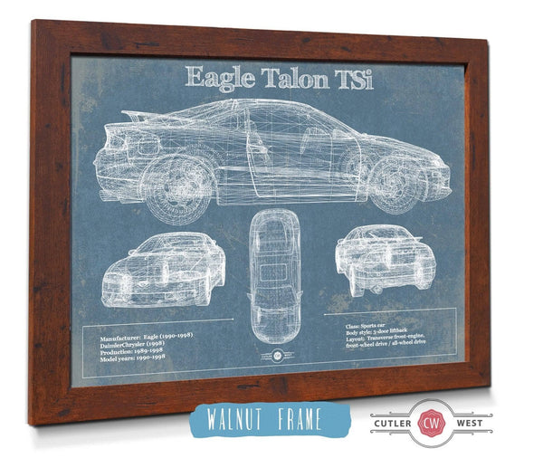 20" x 16" / Walnut Frame Cutler West Vintage Eagle Talon TSi Blueprint Vintage Auto Print