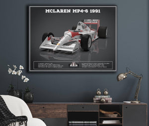 Cutler West Vintage F1 McLaren MP46 1991 Formula One Race Car Print