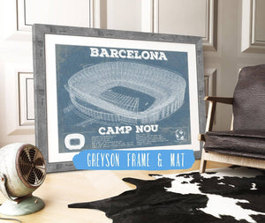 14" x 11" / Greyson Frame & Mat Cutler West Vintage FC Barcelona Camp Nou Stadium Soccer Print