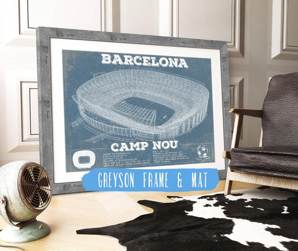 14" x 11" / Greyson Frame & Mat Cutler West Vintage FC Barcelona Camp Nou Stadium Soccer Print