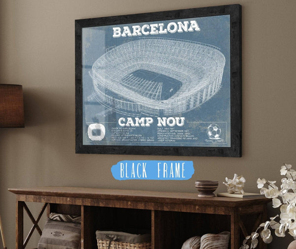 20" x 16" / Black Frame Cutler West Vintage FC Barcelona Camp Nou Stadium Soccer Print