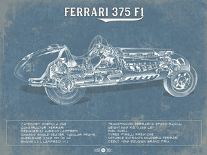 14" x 11" / Unframed Cutler West Vintage Ferrari 375 Formula One Race Car Print