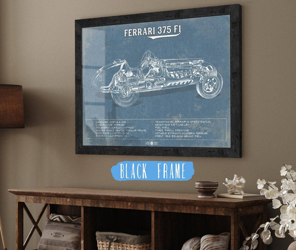 20" x 16" / Black Frame Cutler West Vintage Ferrari 375 Formula One Race Car Print