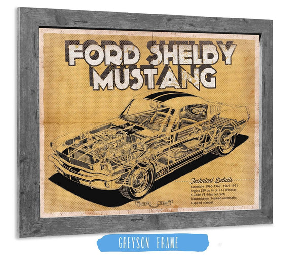 14" x 11" / Greyson Frame Cutler West Vintage Ford Shelby Mustang Sports Car Print
