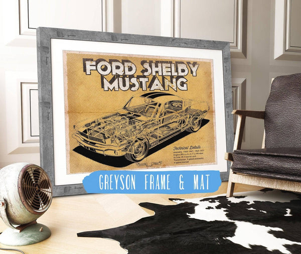 14" x 11" / Greyson Frame & Mat Cutler West Vintage Ford Shelby Mustang Sports Car Print