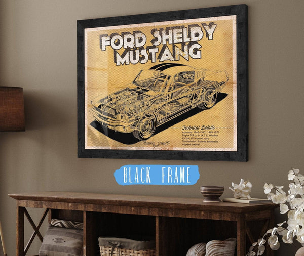 20" x 16" / Black Frame Cutler West Vintage Ford Shelby Mustang Sports Car Print