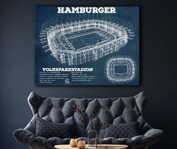 Cutler West Vintage Hamburger Sv Football Volksparkstadion Stadium Blueprint Soccer Print