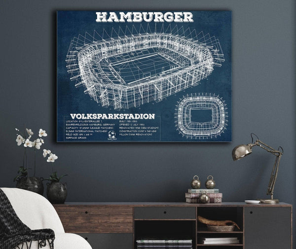Cutler West Vintage Hamburger Sv Football Volksparkstadion Stadium Blueprint Soccer Print
