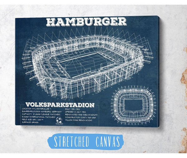 Cutler West Vintage Hamburger Sv Football Volksparkstadion Stadium Blueprint Soccer Print