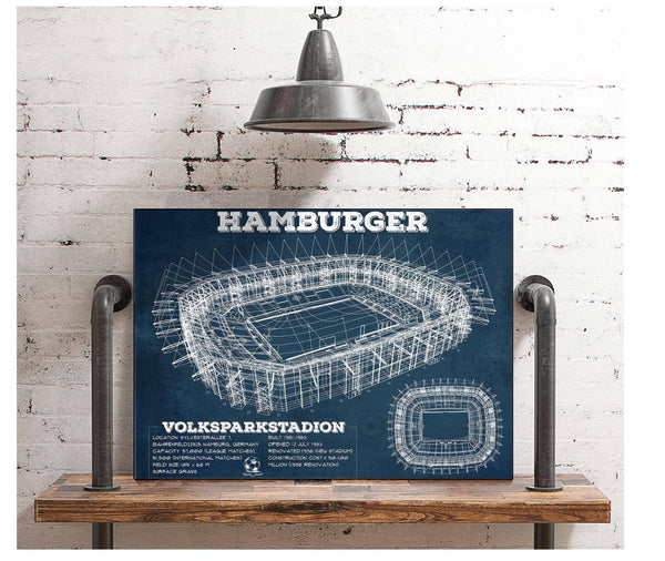 Cutler West Vintage Hamburger Sv Football Volksparkstadion Stadium Blueprint Soccer Print