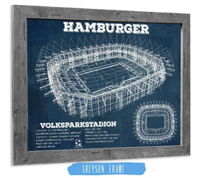 14" x 11" / Greyson Frame Cutler West Vintage Hamburger Sv Football Volksparkstadion Stadium Blueprint Soccer Print
