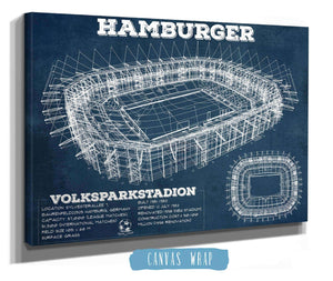 14" x 11" / Stretched Canvas Wrap Cutler West Vintage Hamburger Sv Football Volksparkstadion Stadium Blueprint Soccer Print