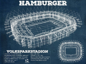 14" x 11" / Unframed Cutler West Vintage Hamburger Sv Football Volksparkstadion Stadium Blueprint Soccer Print