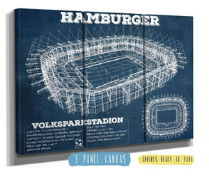 36" x 24" / 3 Panel Canvas Wrap Cutler West Vintage Hamburger Sv Football Volksparkstadion Stadium Blueprint Soccer Print