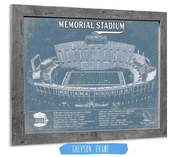 14" x 11" / Greyson Frame Cutler West Vintage Indiana Hoosiers Football - Memorial Stadium StadiumPrint