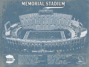 14" x 11" / Unframed Cutler West Vintage Indiana Hoosiers Football - Memorial Stadium StadiumPrint