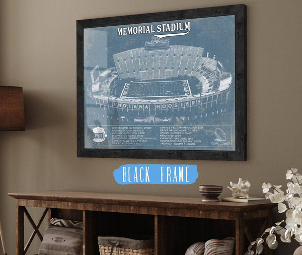 20" x 16" / Black Frame Cutler West Vintage Indiana Hoosiers Football - Memorial Stadium StadiumPrint
