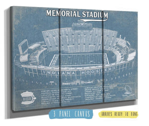 36" x 24" / 3 Panel Canvas Wrap Cutler West Vintage Indiana Hoosiers Football - Memorial Stadium StadiumPrint