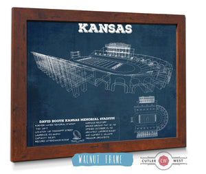 Cutler West Vintage Kansas Jayhawks Art - Kansas Memorial Stadium Blueprint Football Print