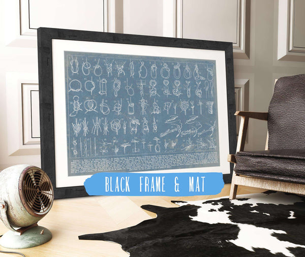 20" x 16" / Black Frame & Mat Cutler West Vintage Knots - Sailor Knots Nautical Wall Art