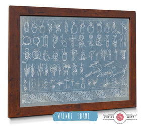 20" x 16" / Walnut Frame Cutler West Vintage Knots - Sailor Knots Nautical Wall Art